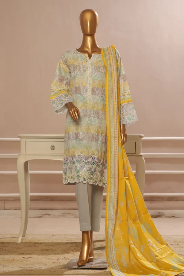 Bin Saeed Stitched 3 Piece Exclusive Emb Lawn Vol-02 Collection-SM-157